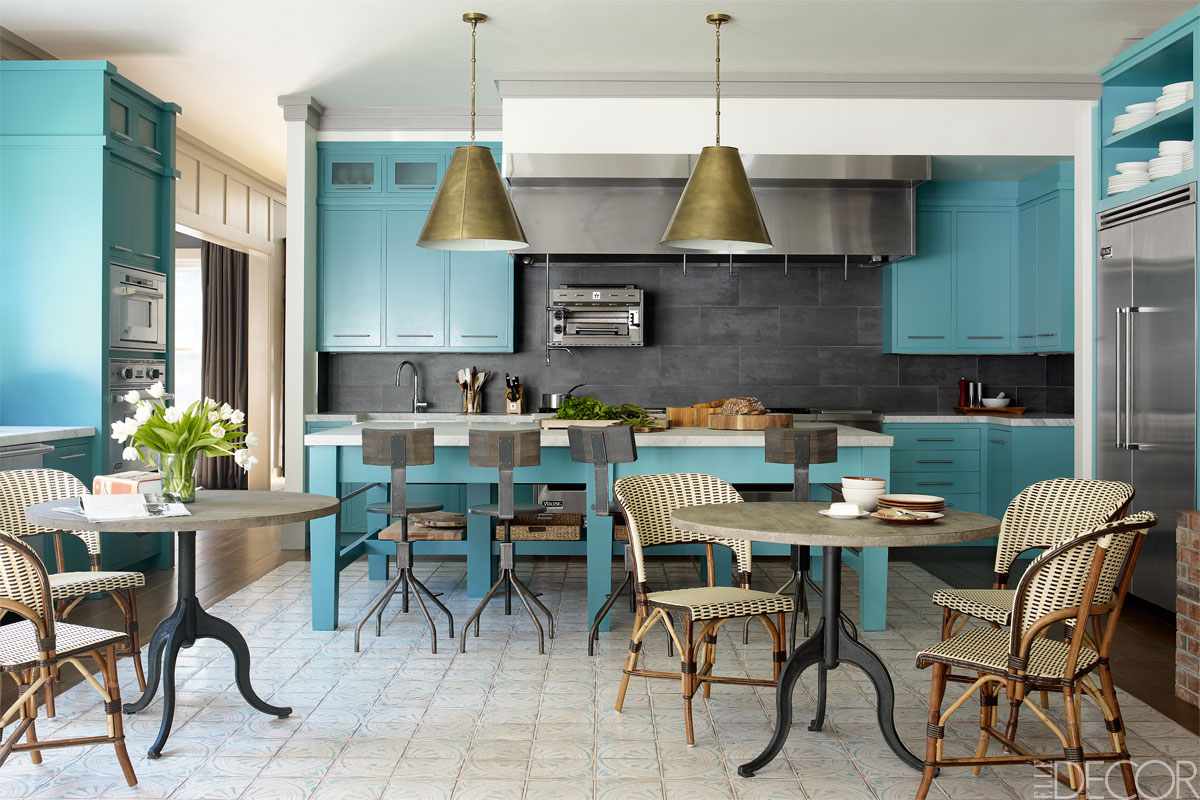 kitchen design with turquoise accents