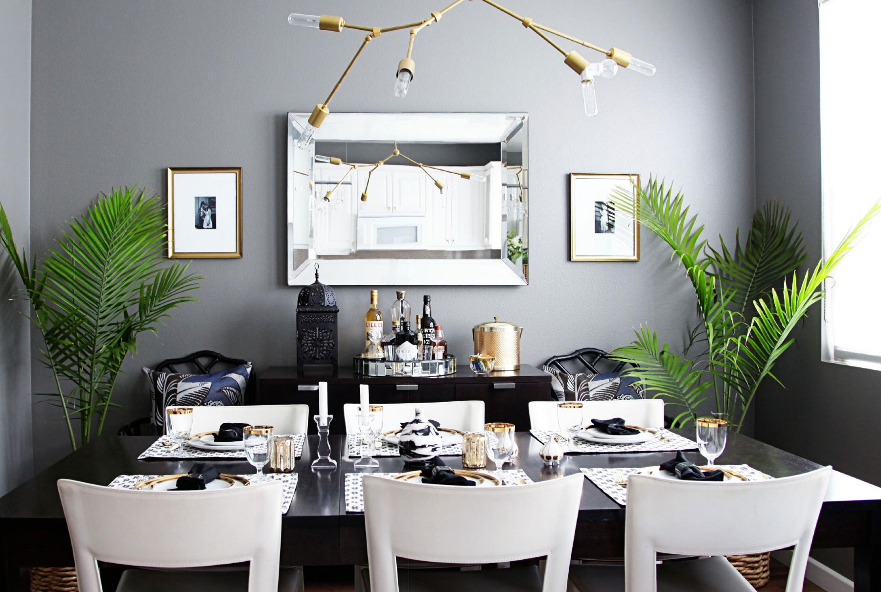 White And Gold Glam Dining Room
