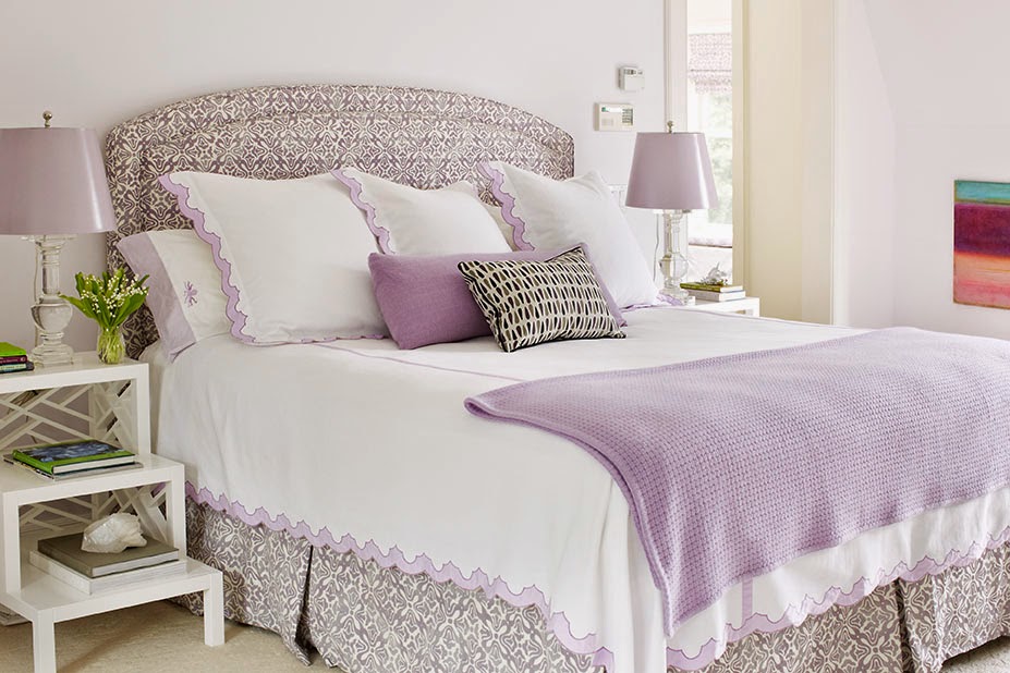 Bedroom Decor Beige Bed Lavender