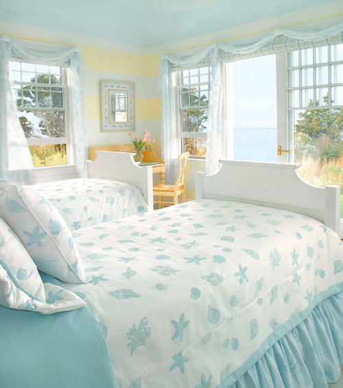 Pastel Blue And Yellow Guest Bedroom Coastal Style Interiors By Color