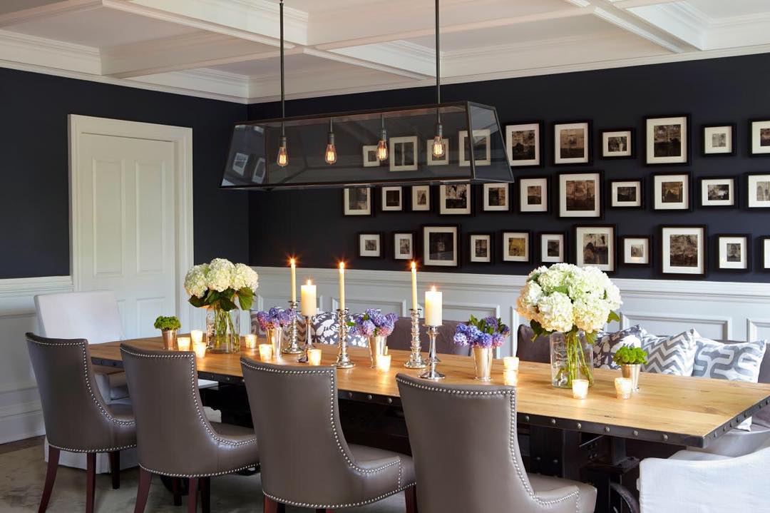 Benjamin Moore Deep Royal neoclassical dining room