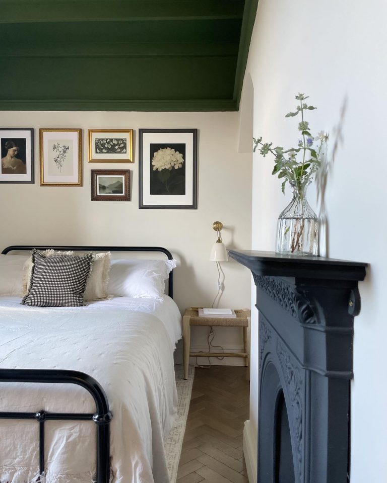 Green Painted Ceiling In The Bedroom Interiors By Color