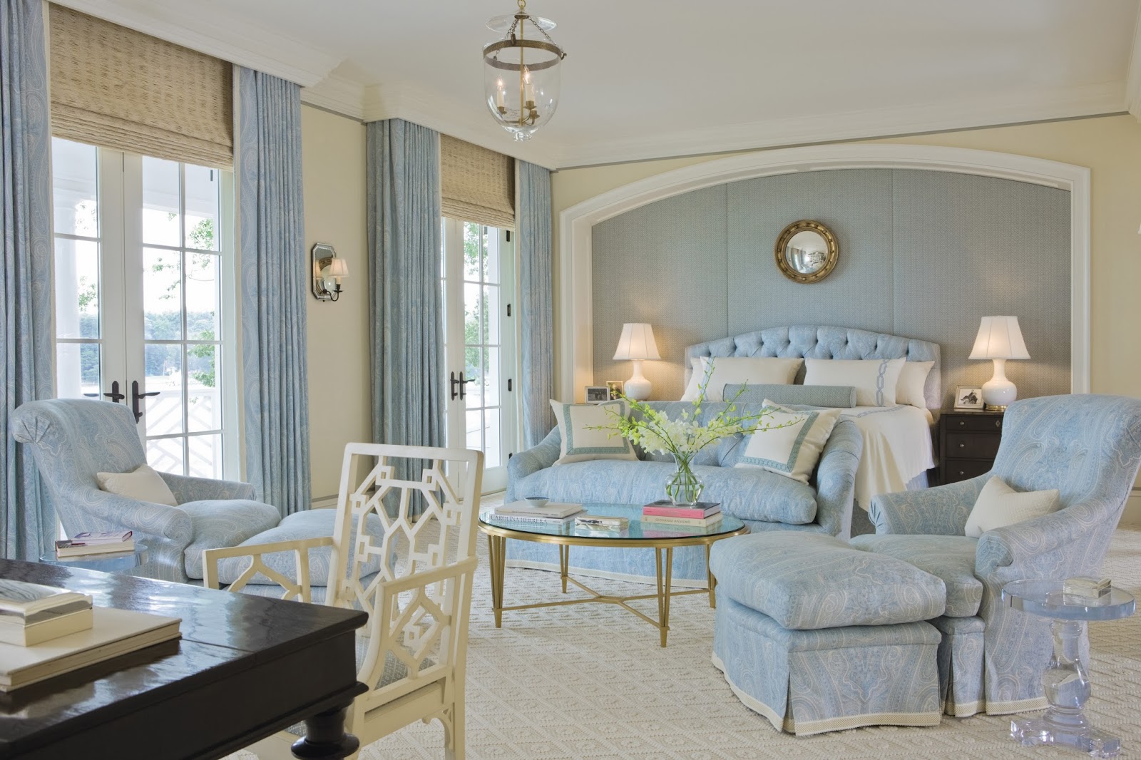 Light Blue Striped Duvet Bedroom Decorating Ideas