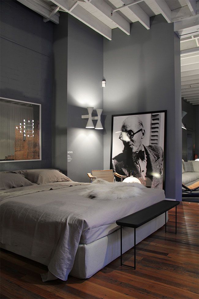 Neutral Grey Masculine Bedroom Interiors By Color