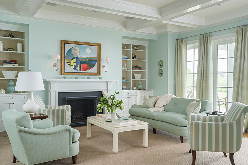 Mint Blue And Grey Living Room