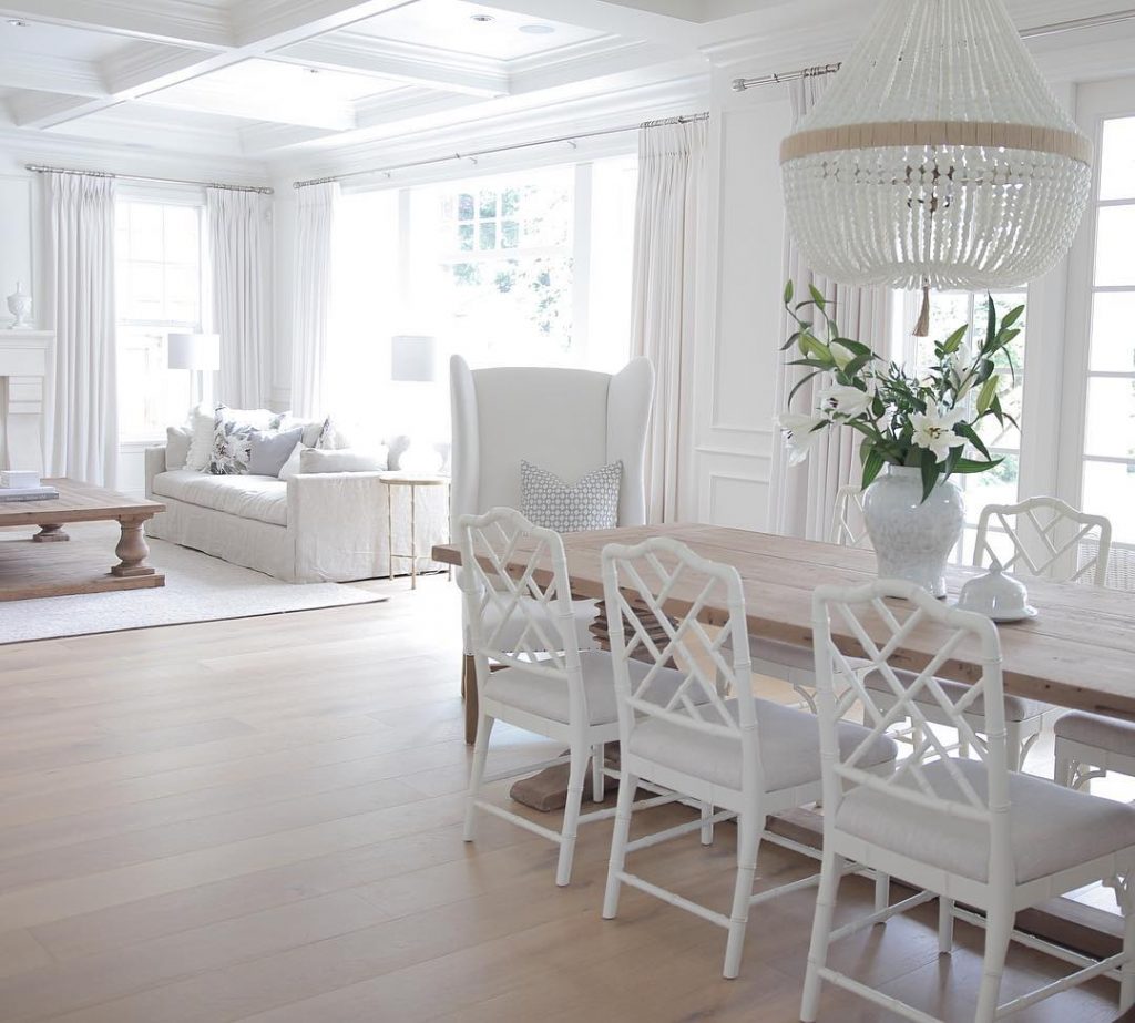 White Coastal Home Painted in Benjamin Moore's Simply White Interiors