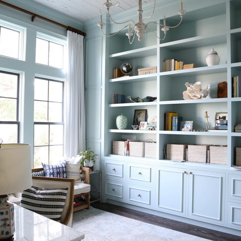 Benjamin Moore Woodlawn Blue Paint Color Schemes - Interiors By Color