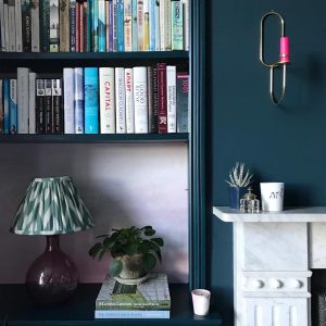 Farrow & Ball Hague Blue and Pink Paint Color Scheme Living Room