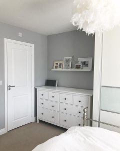 Dulux Most Popular Grey Paint Colours. Bedroom walls painted in Dulux Goose Down.
