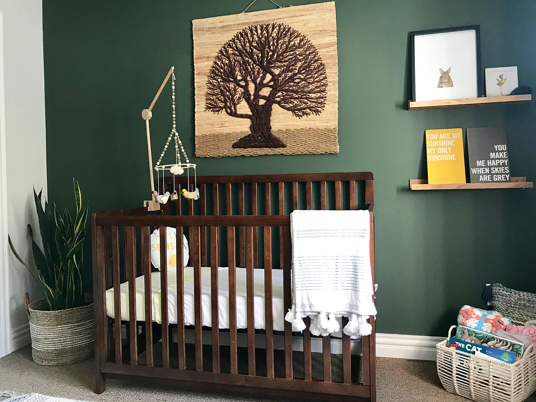 Benjamin-Moore-Blackwoods-green-baby-nursery - Interiors By Color