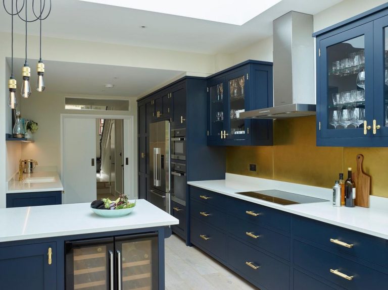 Little-Greene-Paint-Basalt-navy-painted-kitchen-cabinets-and-brass ...