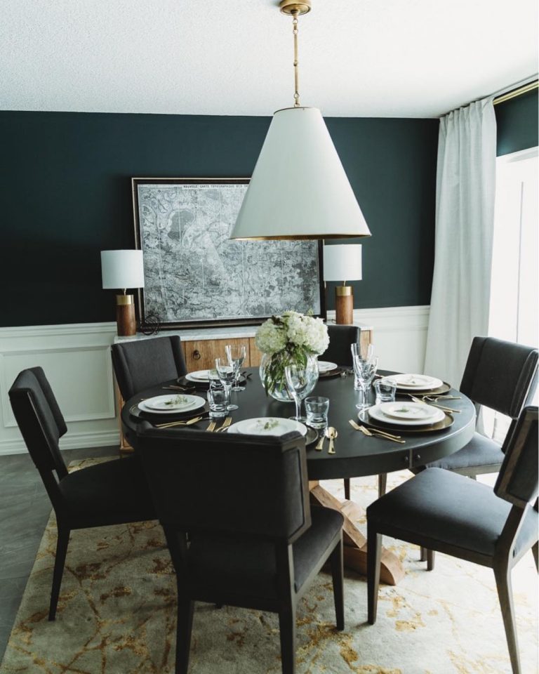 Benjamin-Moore-Regent-Green-dining-room-wall-paint - Interiors By Color