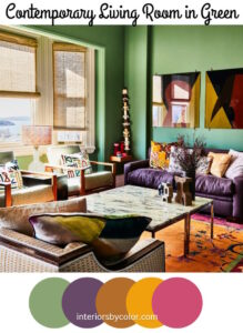 contemporary living roon in spring colors